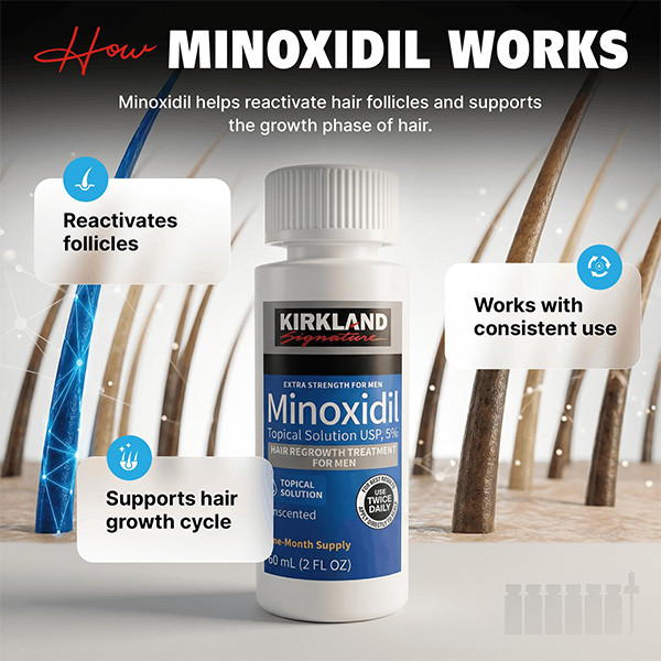 محلول 6 عددی ماینوکسیدیل 5 درصد مردانه کرکلند Kirkland Minoxidil 5% 6 60Ml
